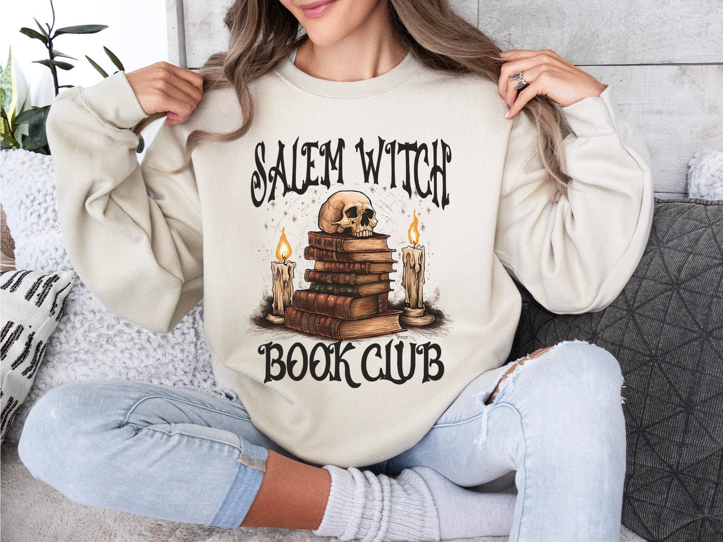 Salem Witch Book Club Sweatshirt, Halloween Sweatshirt, Halloween Party Sweatshirt, Halloween Skeleton, Book Lover Sweat, Librarian Sweater