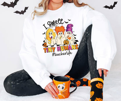 I Smell Tiny Humans Halloween Shirt, Halloween Teacher Shirt, School Halloween Party Shirt, Witch Teacher Shirts, Trick Or Teach Shirt
