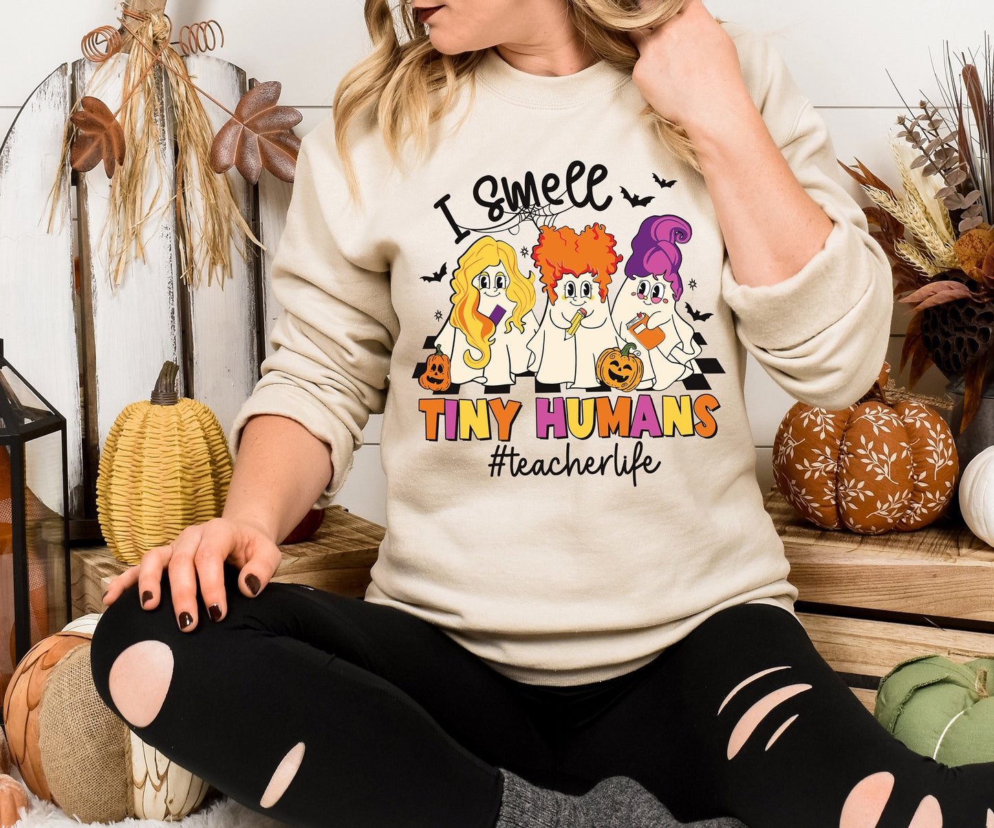 I Smell Tiny Humans Halloween Shirt, Halloween Teacher Shirt, School Halloween Party Shirt, Witch Teacher Shirts, Trick Or Teach Shirt