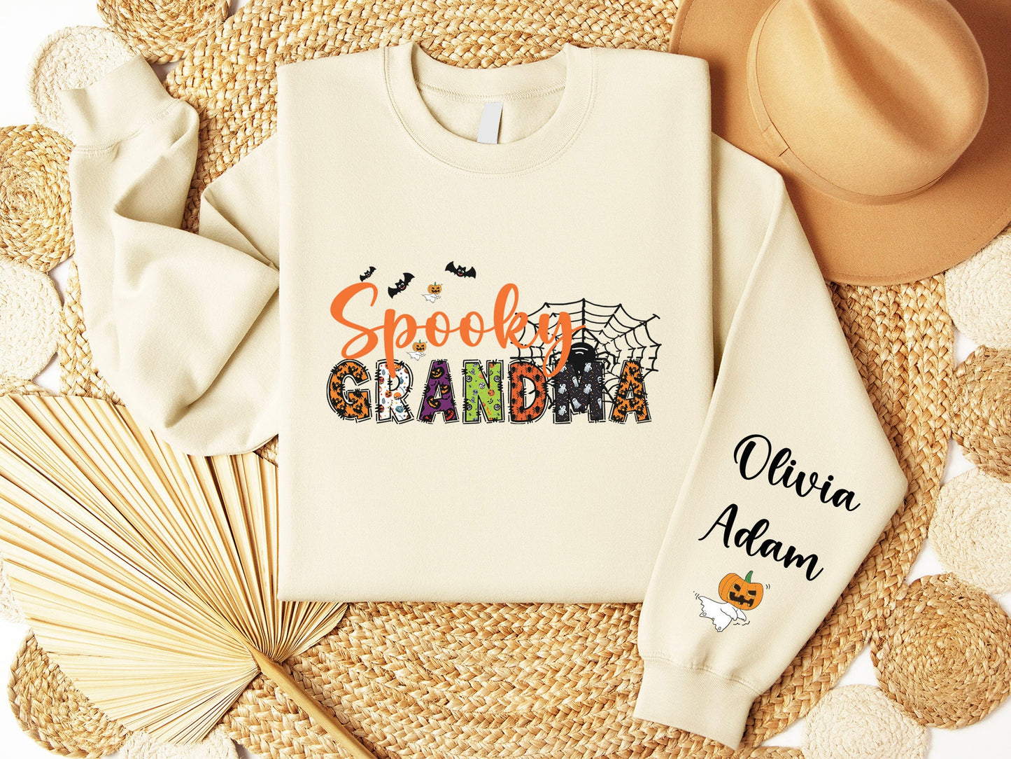 Custom Mama Halloween Sweatshirt Personalized Cute Crewneck Spooky Season Crewneck Fall Season Mommy Shirt