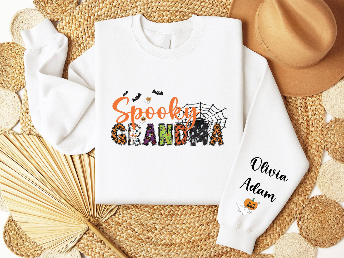 Custom Mama Halloween Sweatshirt Personalized Cute Crewneck Spooky Season Crewneck Fall Season Mommy Shirt