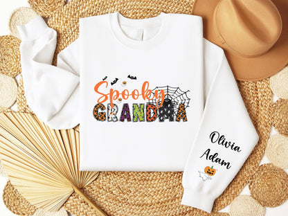 Custom Mama Halloween Sweatshirt Personalized Cute Crewneck Spooky Season Crewneck Fall Season Mommy Shirt