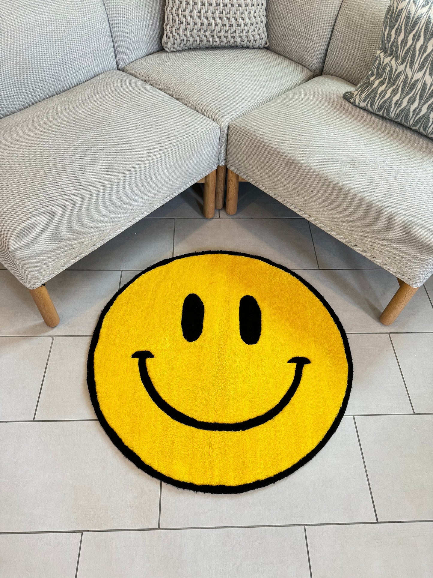 Smiley Face Area Rug , Fun Dorm Room Decor , Happy Face Area Rug , Funky room decor , Trendy room decor .