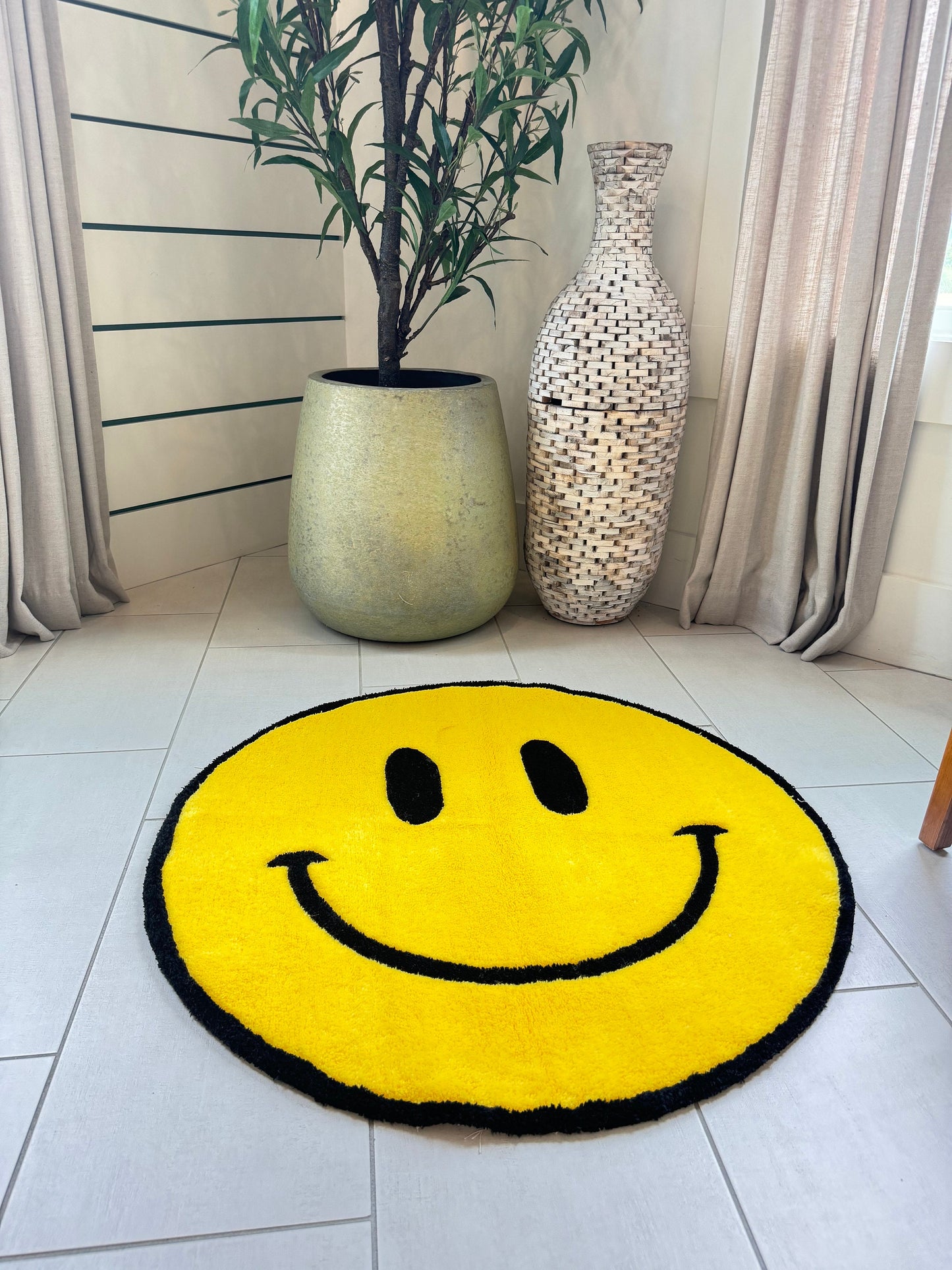 Smiley Face Area Rug , Fun Dorm Room Decor , Happy Face Area Rug , Funky room decor , Trendy room decor .