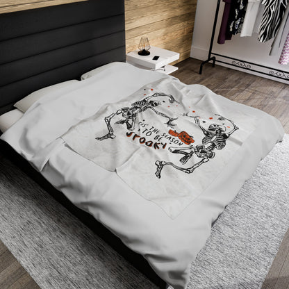 Halloween skeleton blanket, fall blanket funny skeleton blanket Halloween gift custom halloween gift blanket Velveteen Plush Blanket