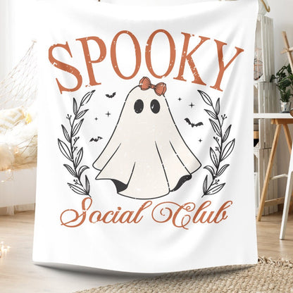 ghost blanket spooky social club ghost blanket velveteen plush ghost blanket halloween blanket cute fall blanket cute halloween ghost throw