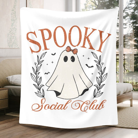 ghost blanket spooky social club ghost blanket velveteen plush ghost blanket halloween blanket cute fall blanket cute halloween ghost throw