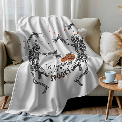 Halloween skeleton blanket, fall blanket funny skeleton blanket Halloween gift custom halloween gift blanket Velveteen Plush Blanket