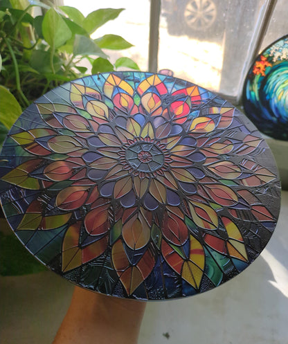 Jeweled Mandala: Stained Glass Style Window Hanging Made With Real Glass