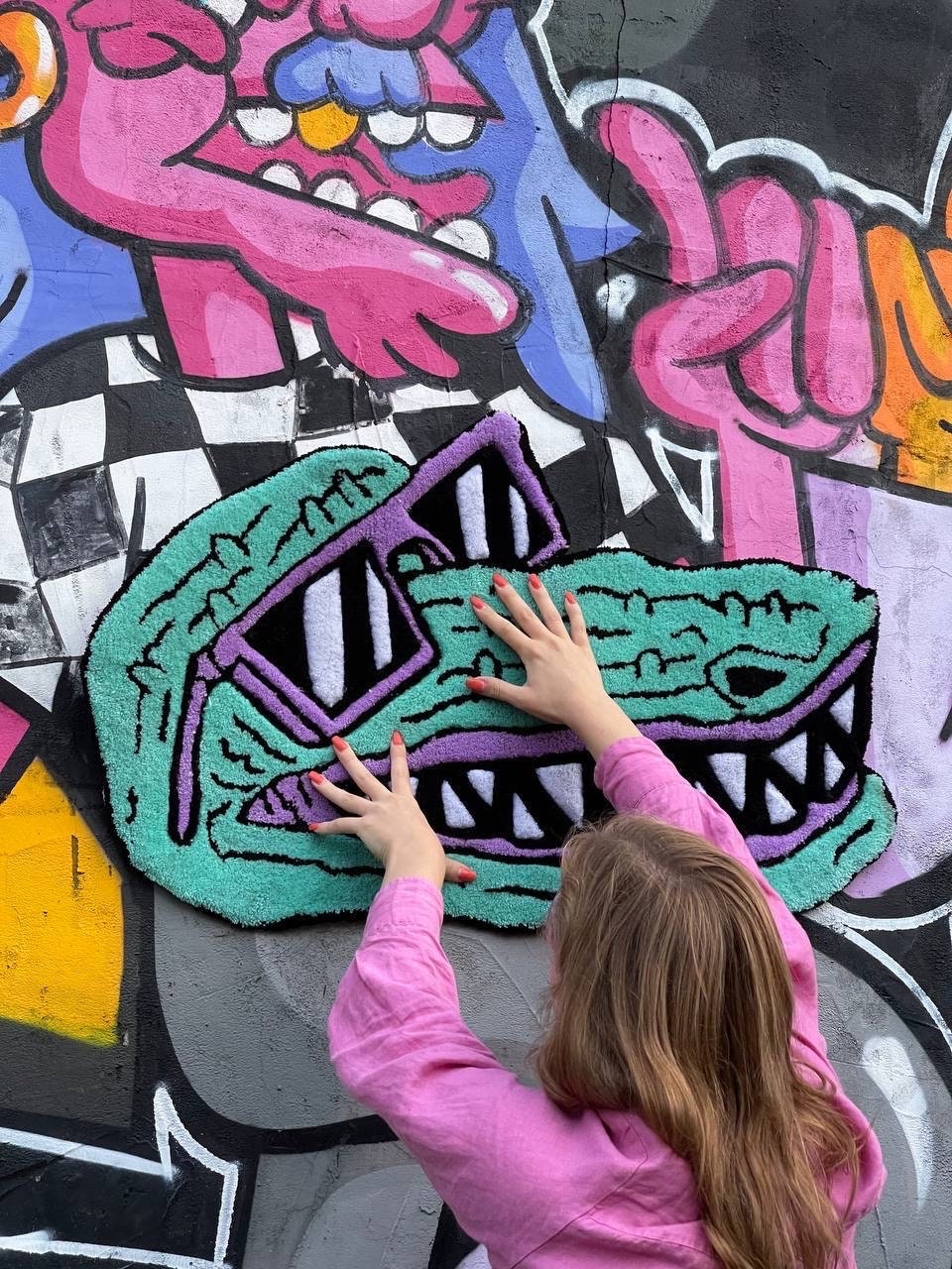 Crocodile Rug / 100% Handmade Tufted Rug / Colorful Animal Rug, Soft & Fluffy, Housewarming Gifts