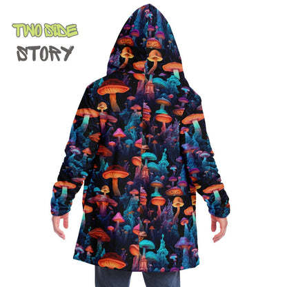 Unisex Micro-fleece Psychedelic Mushrooms Hooded Cloak,Festival Rave Party Wear,Halloween Cape,Vivid Colors EDM Festival Cape,Unique Gifts