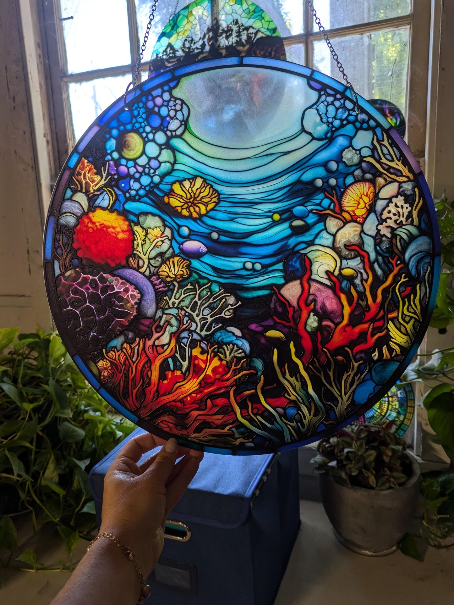 Tidepool: Stained Glass Style Window Hanging
