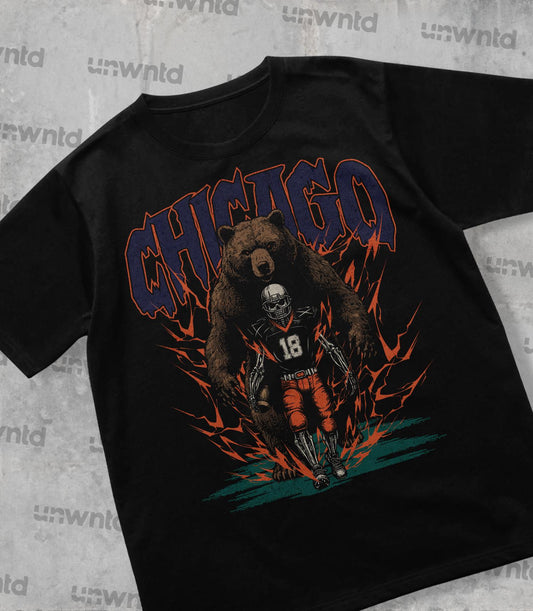Chicago Football Shirt - Graphic Tees - Skeleton Shirt - Merch Tee - Gift Shirt - Bootleg Shirt - Vintage - Skeleton Football Shirt