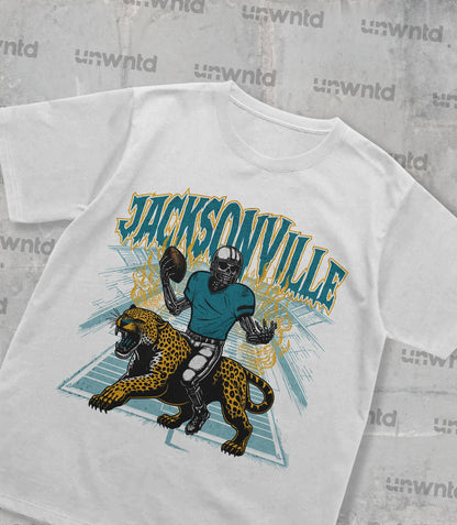 Jacksonville Football Shirt - Graphic Tees - Skeleton Shirt - Merch Tee - Gift Shirt - Bootleg Shirt - Vintage - Skeleton Football Shirt