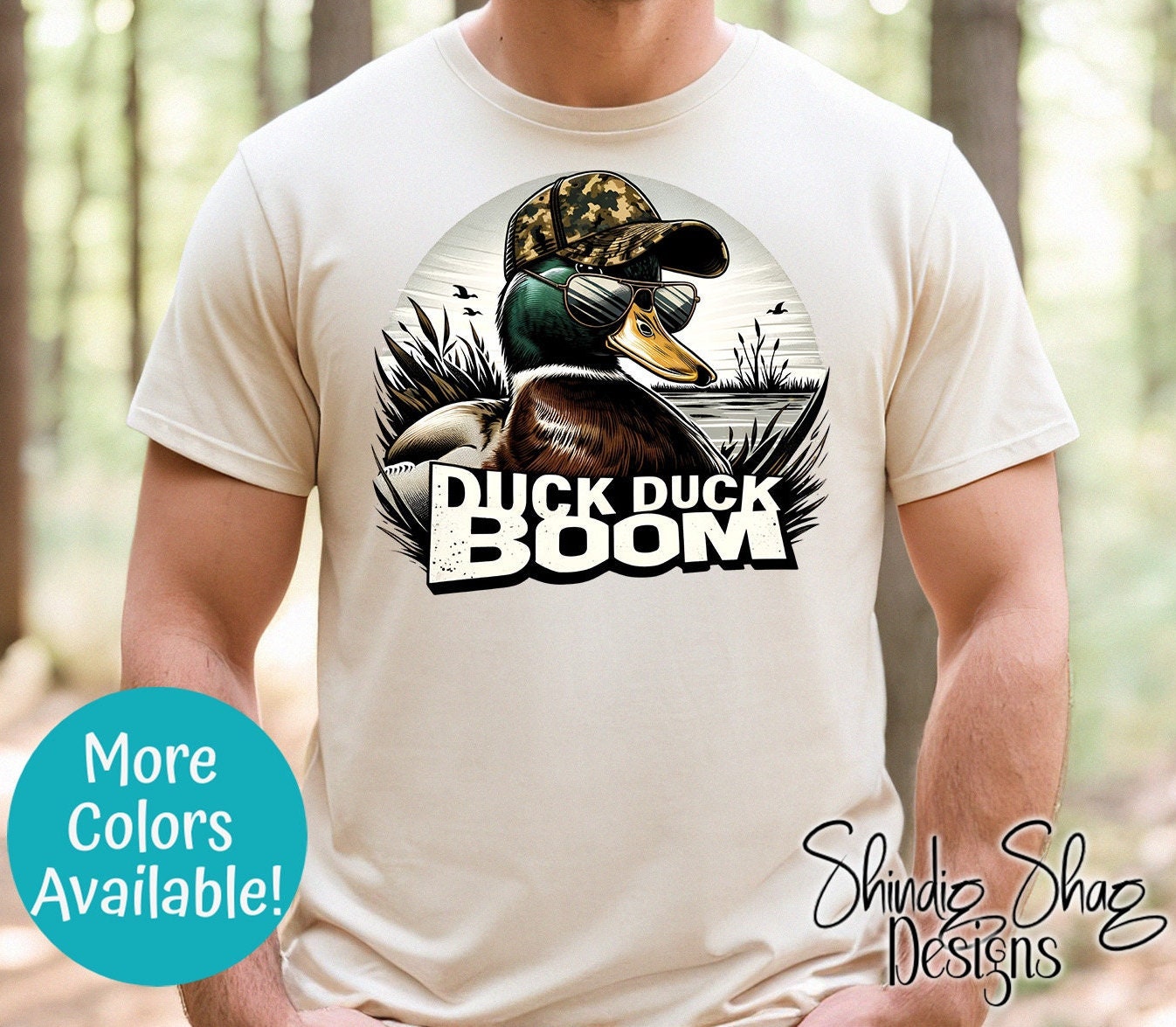 Duck Duck Boom Hunter T-Shirt: Mallard Camo Hunting Tee