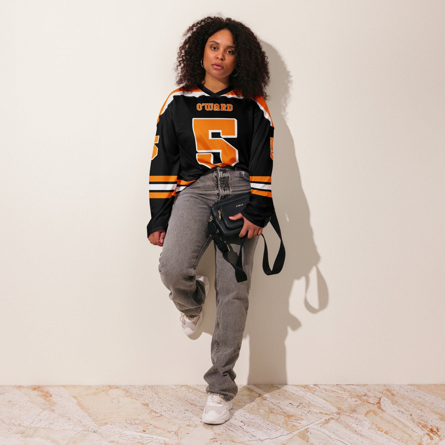 Racing Fan Oversized Hockey Jersey with Vibrant #5 Graphics