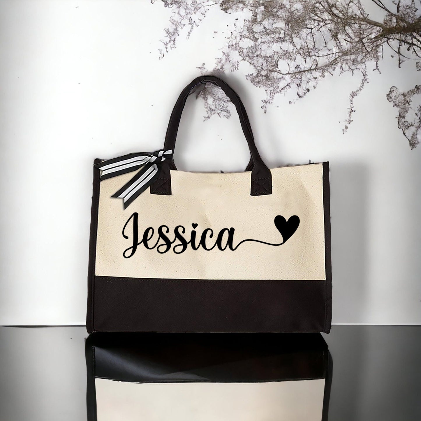 Personalized Name Tote, Custom Heart Tote, Bridal Party Gifts, Bachelorette Party Gifts, Gift For Bridesmaids, Bridal Party Favors