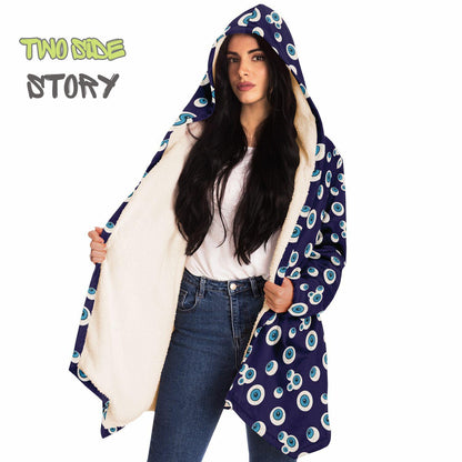 Unique Micro-fleece Evil Eye Print Hooded Cloak,Mykonos Eye Festival Rave Party Wear,Halloween Costume,Unique Gifts