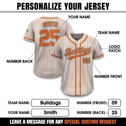Custom Team Name Number Baseball Jersey Pinstripe, Custom Baseball Jersey for Men Women Youth Kid, Personalized Pinstripe Jersey Sand Orange