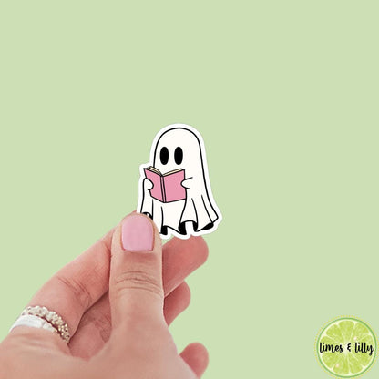 Ghost Reading Pink Book Sticker | Water Bottle Sticker | Bookish Stickers | Kindle Stickers