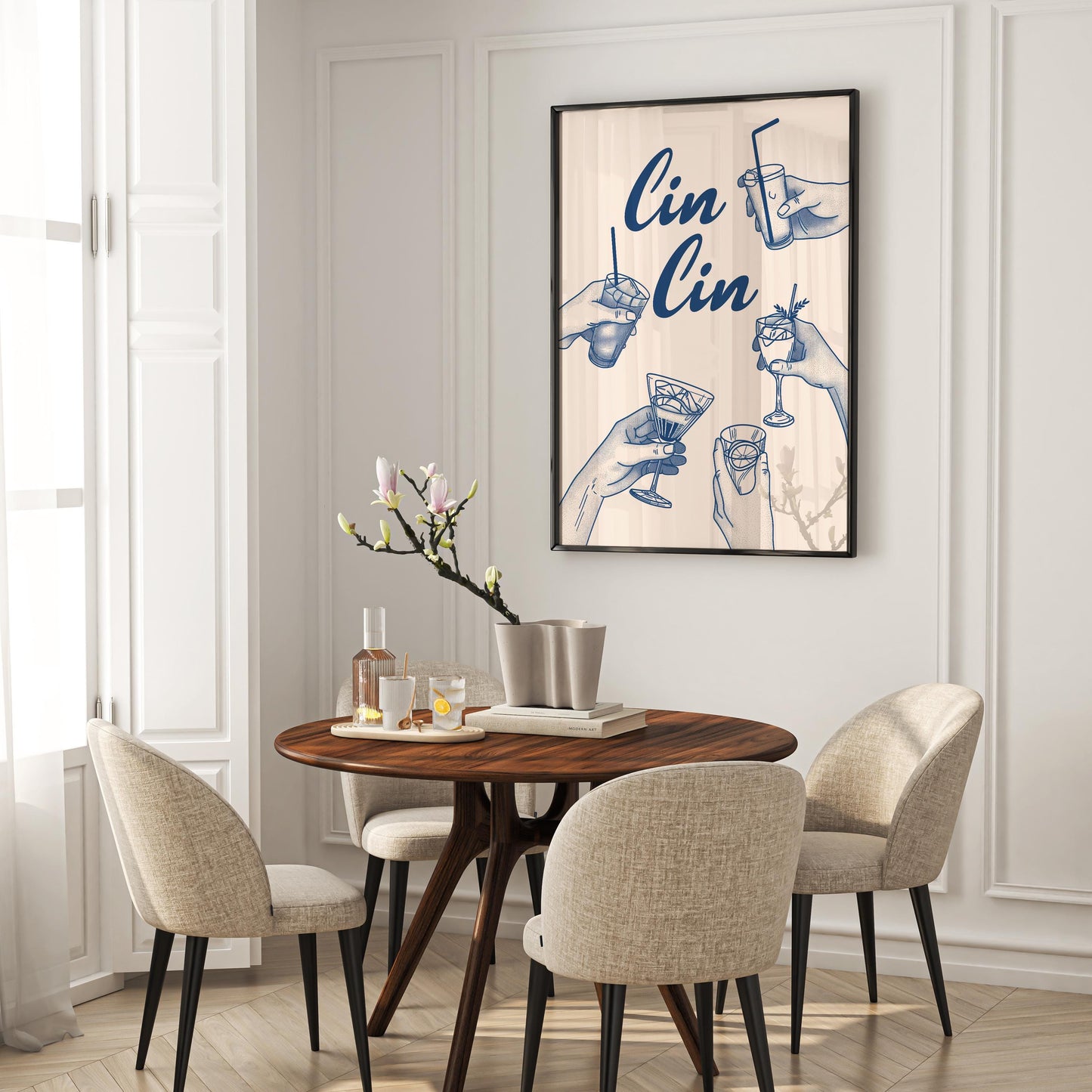 Trendy Cin Cin wall art Print, Alcohol Print Retro Poster, Bar Decor Wall Art, Modern Art Print, Kitchen wall decor, Couple Dancing Art