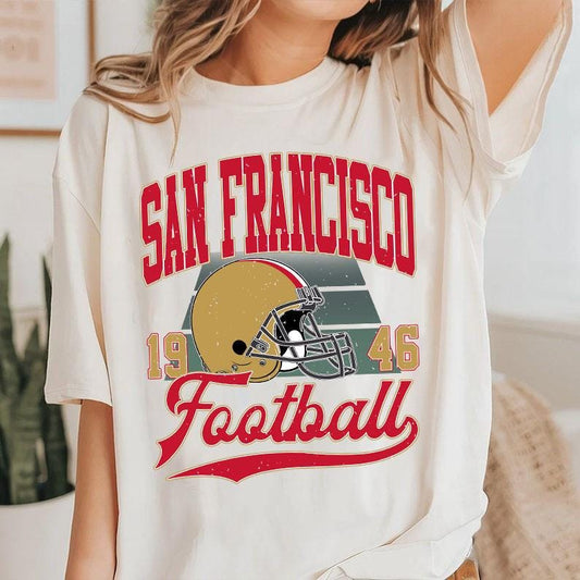 San Francisco Football Sweatshirt, Graphic Tee Gift For Football Fan Sport, Shirt Retro Style 90s Vintage Unisex Crewneck, Sun Day Football.