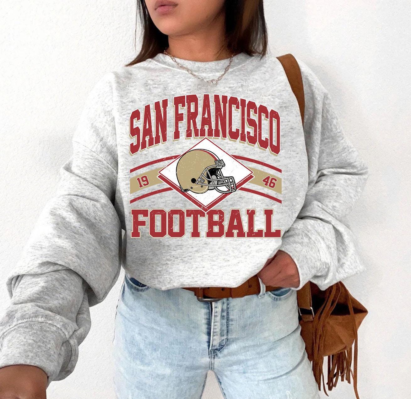 San Francisco Football Sweatshirt, Shirt Retro Style 90s Vintage Unisex Crewneck, Sun Day Football, Graphic Tee Gift For Football Fan Sport.