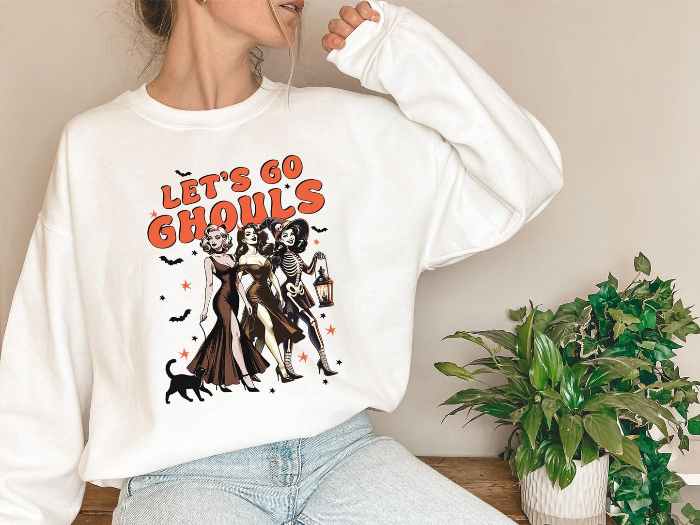 Lets Go Ghouls Sweatshirt, Halloween Sweatshirt, Ghost Halloween Sweatshirt, Funny Ghost Sweater, Retro Halloween Sweater Funny, Halloween