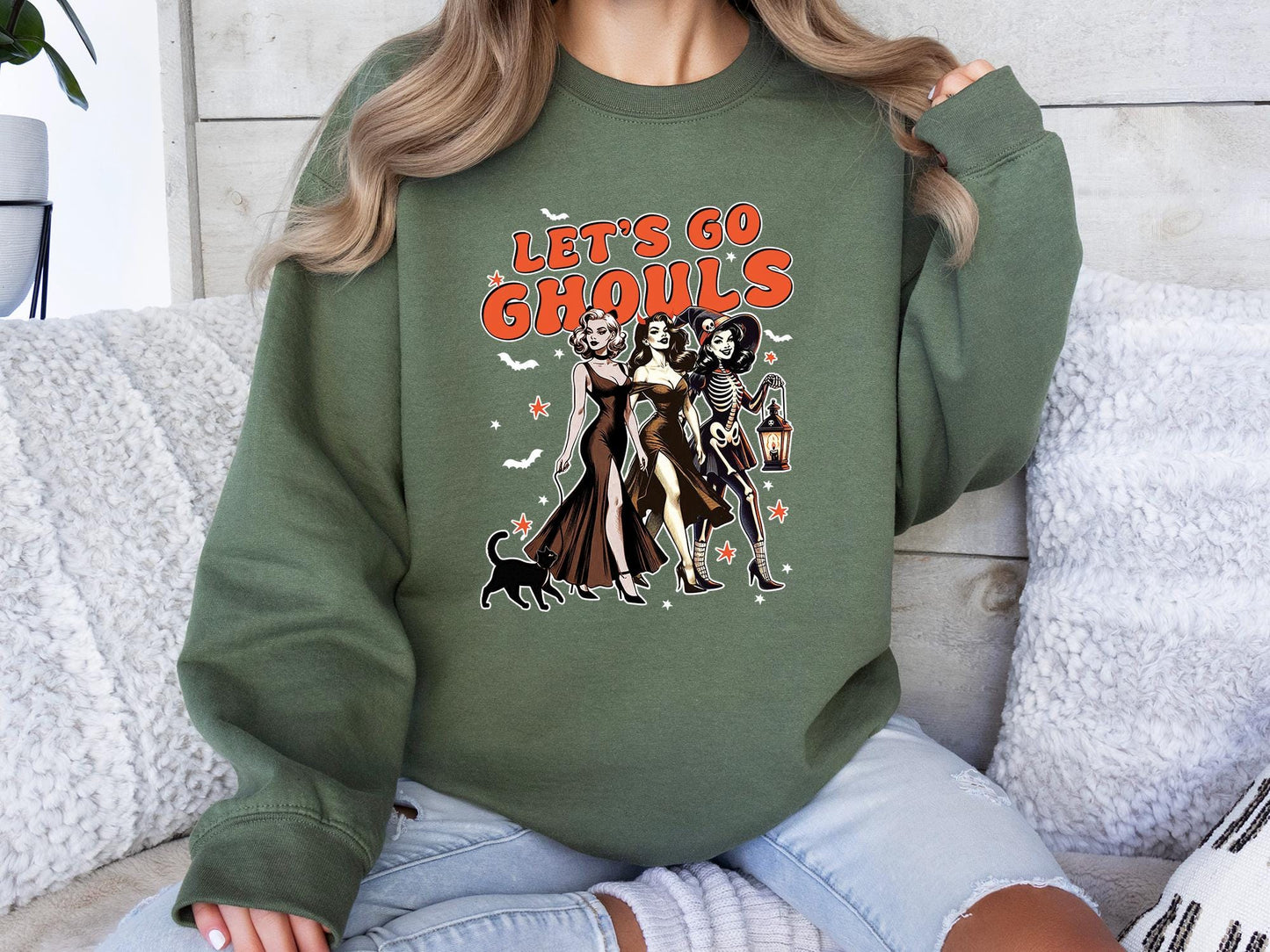 Lets Go Ghouls Sweatshirt, Halloween Sweatshirt, Ghost Halloween Sweatshirt, Funny Ghost Sweater, Retro Halloween Sweater Funny, Halloween