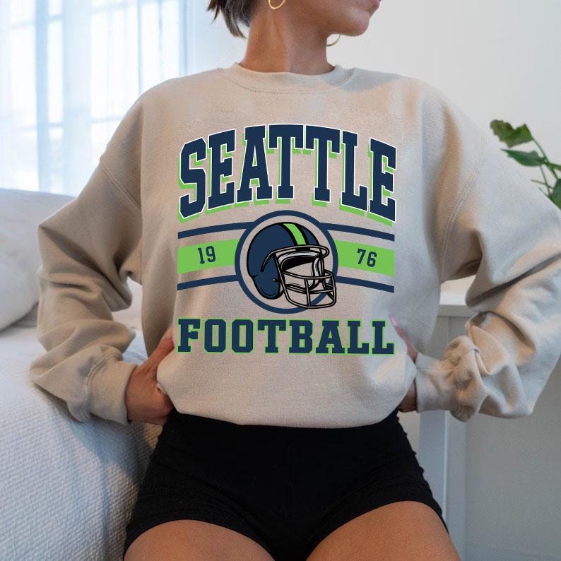 Retro Seattle Football Sweatshirt, Sun Day Football,Seattle Sunday Shirt, Game Day, Vintage Seattle Football Shirt, Seattle Football Shirt