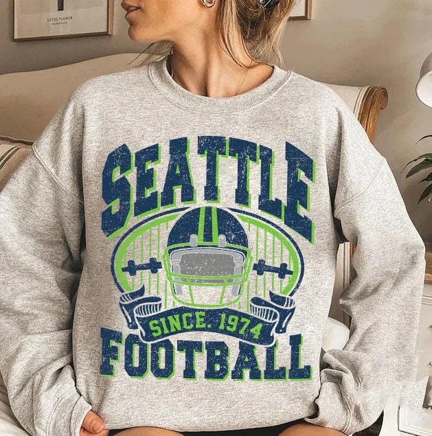 Retro Seattle Football Sweatshirt,Seattle Sunday Shirt, Game Day, Vintage Seattle Football Shirt, Seattle Football Shirt, Sun Day Football