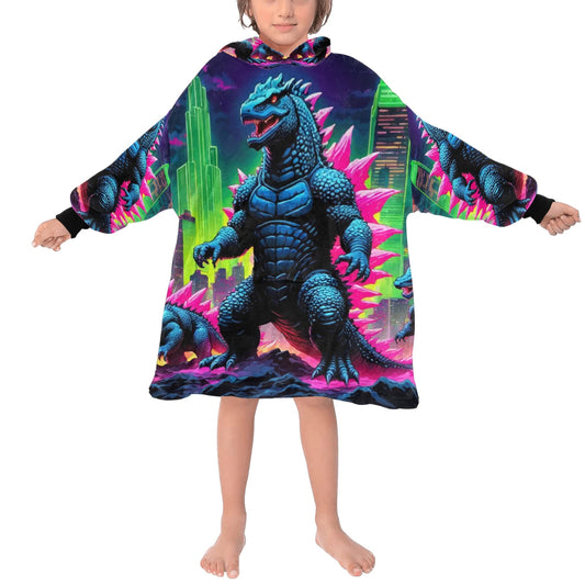 Kids Blanket Hoodie Godzilla Gojira Kaiju Blankets Art Comics Retro Neon Cartoon