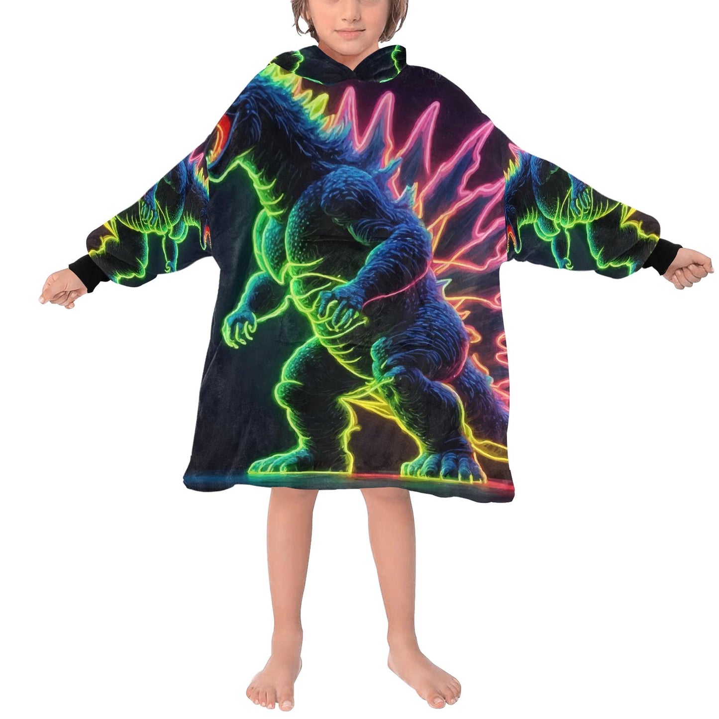 Kids Blanket Hoodie Godzilla Gojira Kaiju Blankets Art Comics Retro Neon Cartoon Godzillas