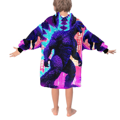 Kids Blanket Hoodie Godzilla Gojira Kaiju Blankets Comics Retro Neon Cartoon Godzillas
