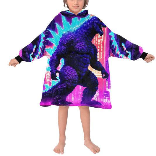 Kids Blanket Hoodie Godzilla Gojira Kaiju Blankets Comics Retro Neon Cartoon Godzillas