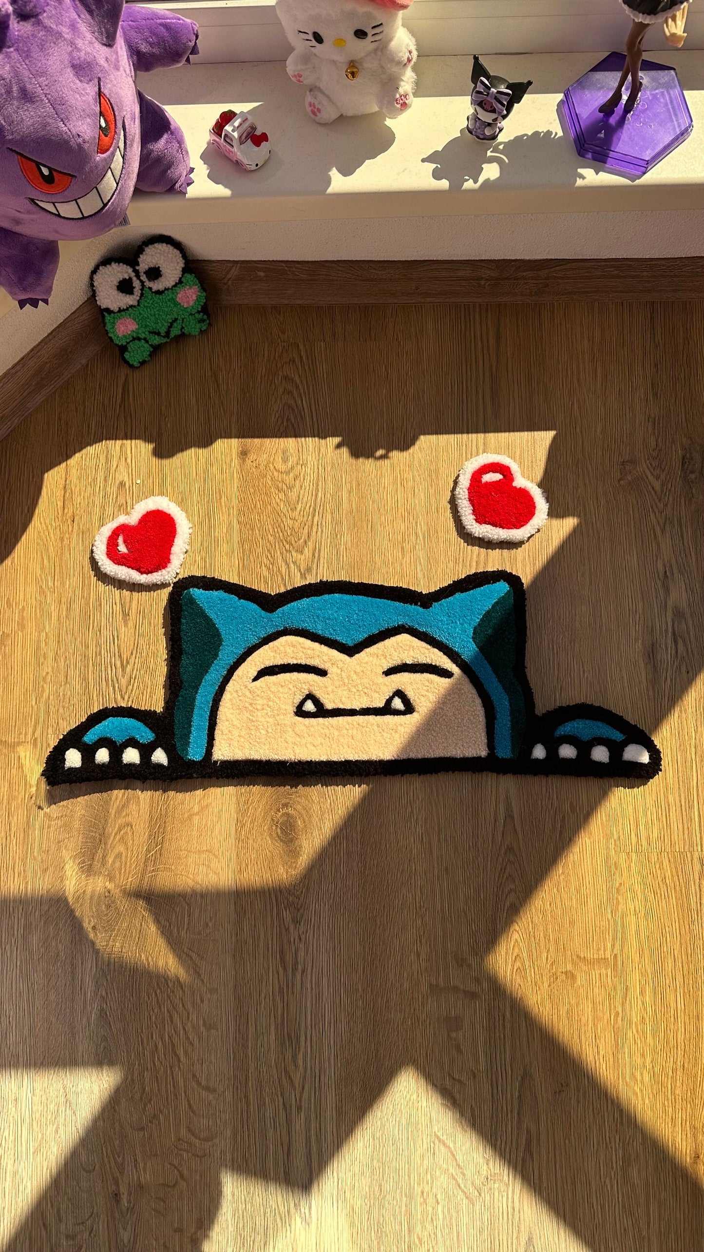 Snorlax Tufted Rug – Fluffy Handmade Custom Rug, Anime Room Decor, Cute Bedside Carpet, Gift for Lovers, Cozy Floor Mat