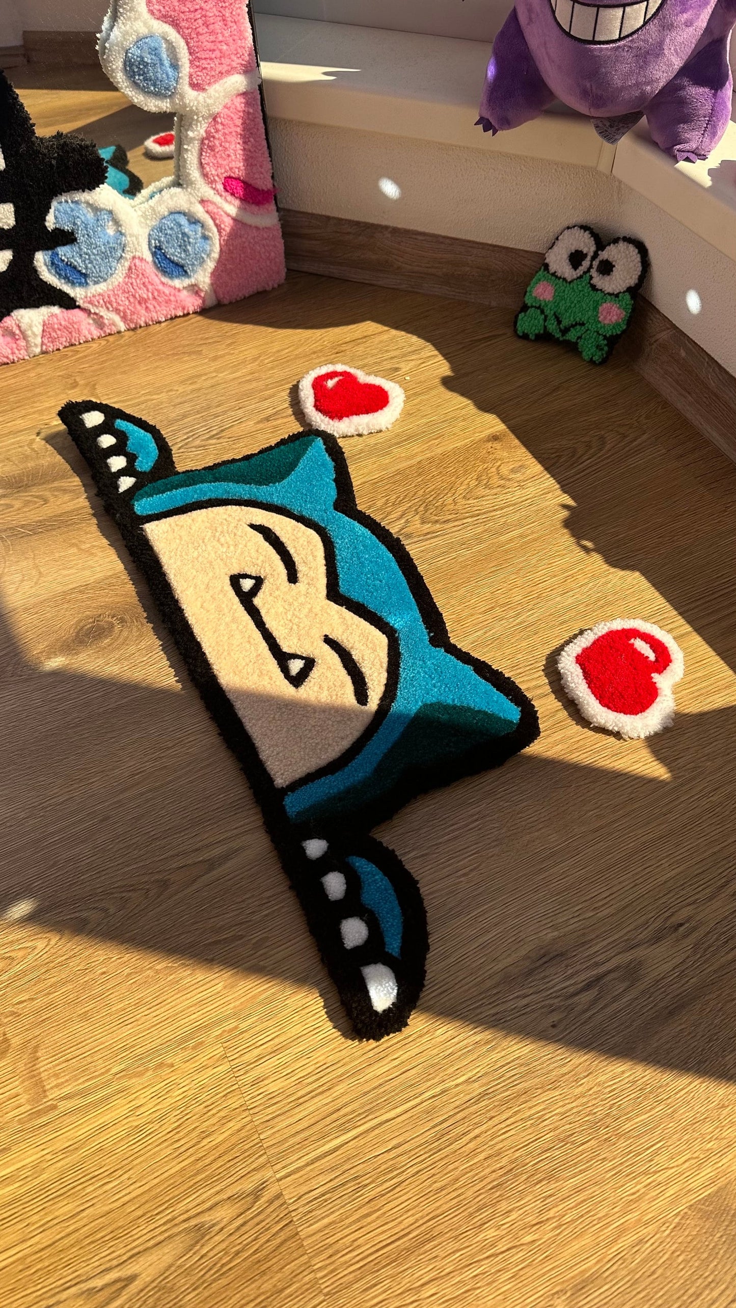 Snorlax Tufted Rug – Fluffy Handmade Custom Rug, Anime Room Decor, Cute Bedside Carpet, Gift for Lovers, Cozy Floor Mat