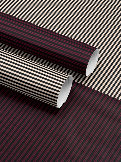 Pink and Black Striped Gift Wrap Moody Wrapping Paper Halloween Party Decor Fall Gift Wrap Romantic Gift for Her Birthday Gift Gothic Decor