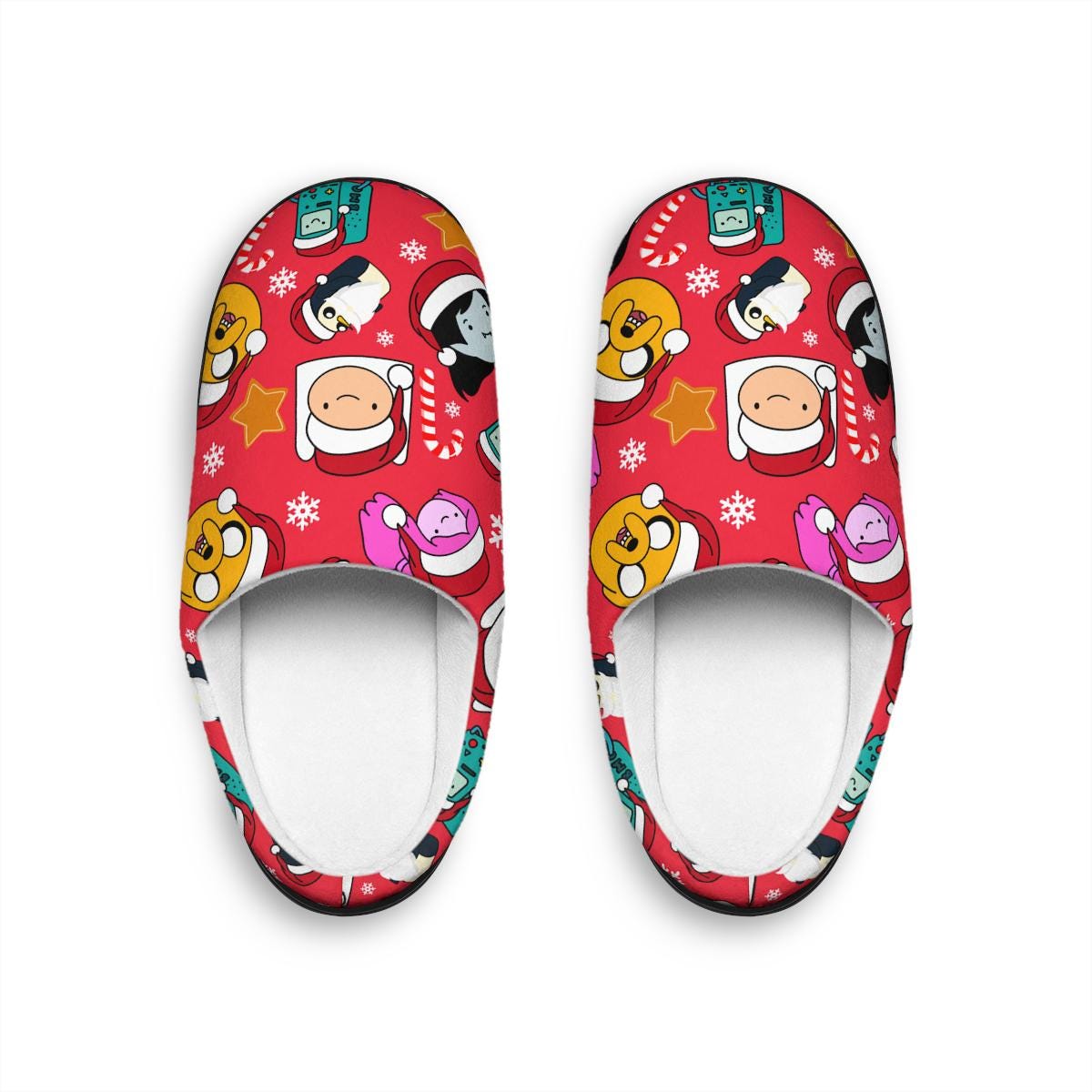 Adventure Time Christmas Slippers | Finn The Human Jake The Dog BMO Marceline Princess Bubblegum Merry Christmas Indoor Slippers Gift