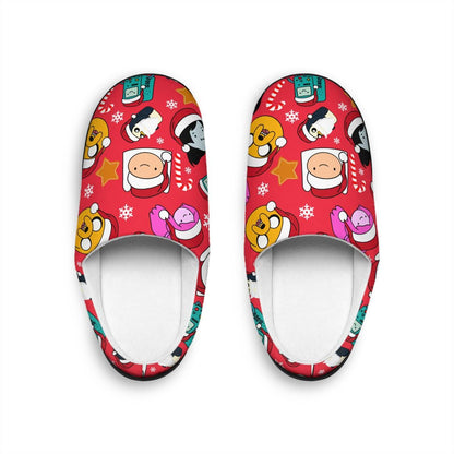 Adventure Time Christmas Slippers | Finn The Human Jake The Dog BMO Marceline Princess Bubblegum Merry Christmas Indoor Slippers Gift