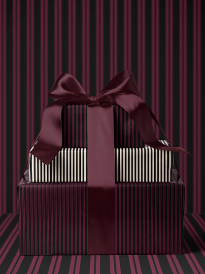 Pink and Black Striped Gift Wrap Moody Wrapping Paper Halloween Party Decor Fall Gift Wrap Romantic Gift for Her Birthday Gift Gothic Decor