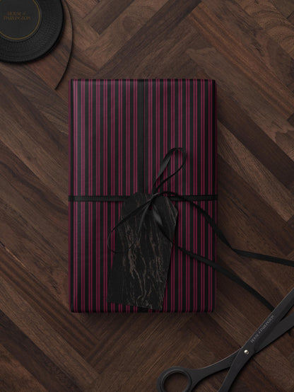 Pink and Black Striped Gift Wrap Moody Wrapping Paper Halloween Party Decor Fall Gift Wrap Romantic Gift for Her Birthday Gift Gothic Decor