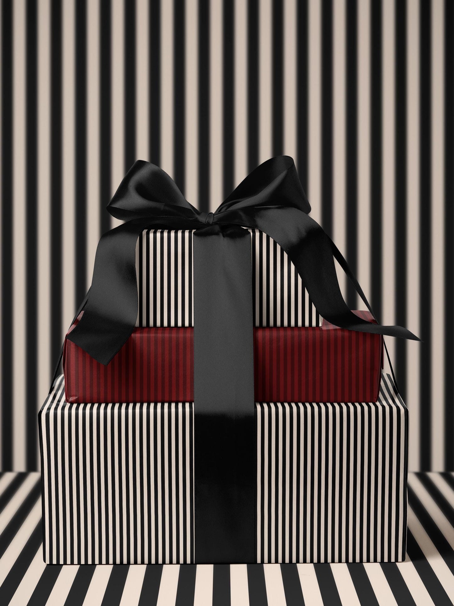 Stripe Wrapping Paper Birthday Gift Wrap Anniversary Wrapping Paper Elegant Gift Wrap Wedding Gift Wrap Special Occasion Gift Wrap Black