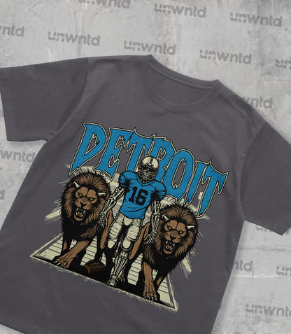 Detroit Football Shirt - Graphic Tees - Skeleton Shirt - Merch Tee - Gift Shirt - Bootleg Shirt - Vintage - Skeleton Football Shirt - Lions
