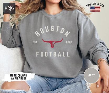 Houston Football Sweatshirt, Retro Sports Fan Shirt, Trendy Game Day Gift Tee, Houston Mascot Sweatshirt, Houston Football Fan Shirt