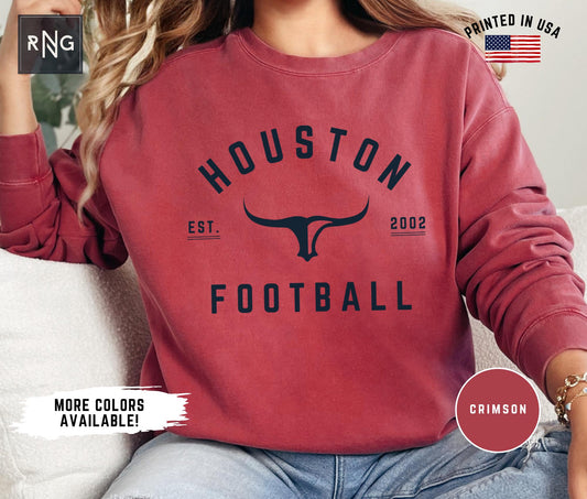 Houston Football Sweatshirt, Retro Sports Fan Shirt, Trendy Game Day Gift Tee, Houston Mascot Sweatshirt, Houston Football Fan Shirt
