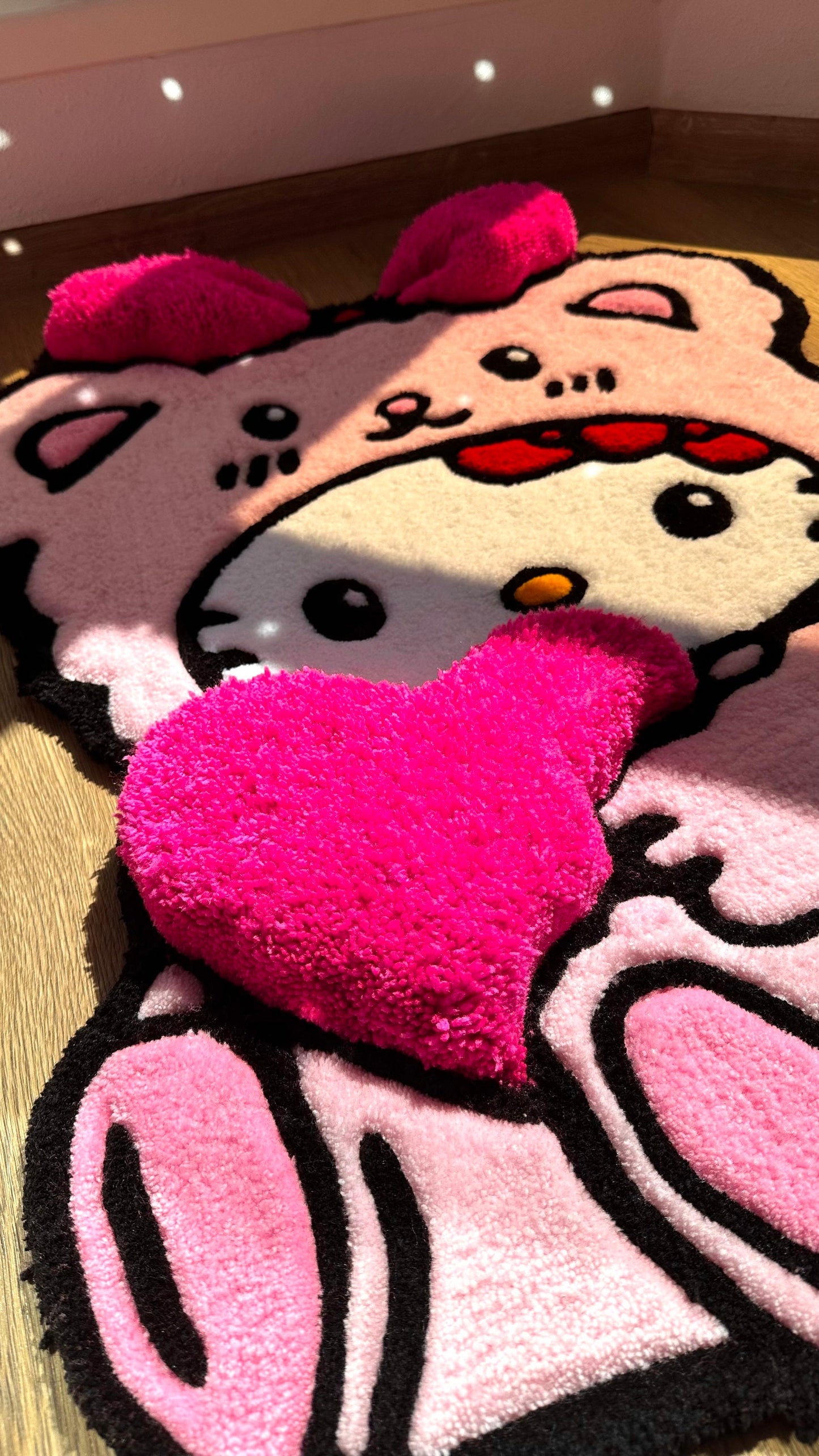 Pink Bear Custom Rug – Cute Puffy 3D Tufted Carpet, Kawaii Handmade Decor, Fluffy Anime Rug for Kids Bedroom or Gift for Her