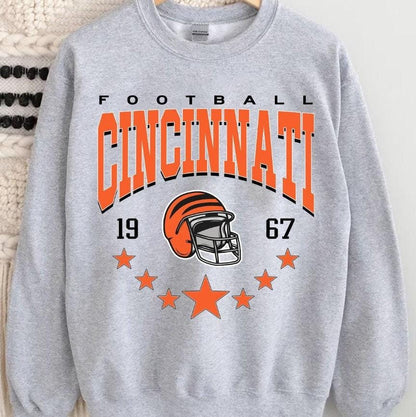 Retro Cincinnati Football Sweatshirt, Trendy Cincinnati Football Fan Gift, Cincinnati Game Day Shirt, Cincinnati Shirt, Game Day Shirt.