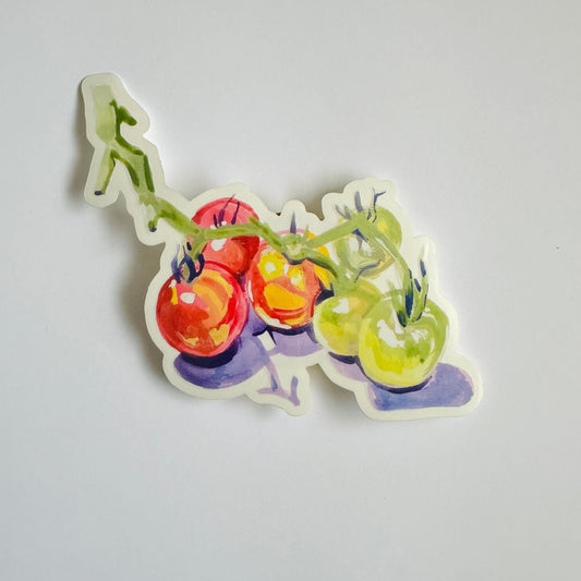Cherry Tomatoes| Painted Illustration Clear Vinyl Sticker | 4.5" Decal Gardening Tomatoes