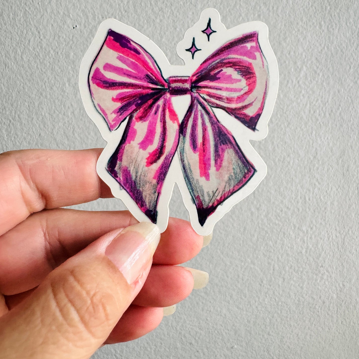 Pink Bow Sparkle Sticker | 3" Sticker Decal | Water-Resistant | Pink Coquette Cute Ribbons
